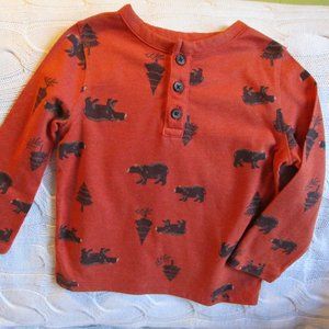 NWOT Old Navy Size 2T Boy's Henley Bear Shirt